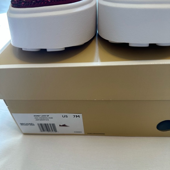 Michael Kors Deep Red Studded Sneakers - Picture 2 of 13